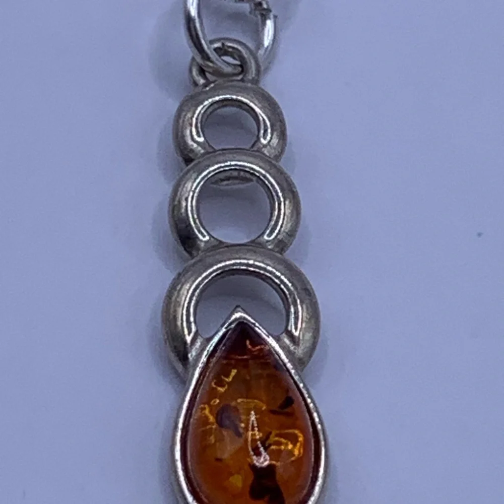 Celtic Trinity Pendant with Baltic Amber and Sterling Silver Box Chain